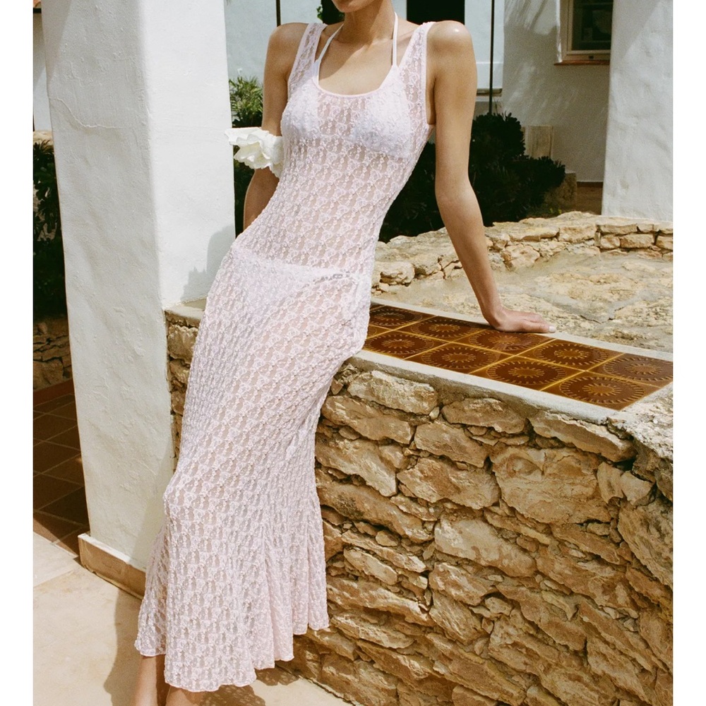 Pink Lace Long Dress